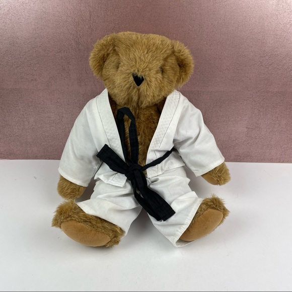 Vermont Teddy Bear Karate Brown Bear White Outfit Dukes Stuffed Animal - Picture 2 of 7